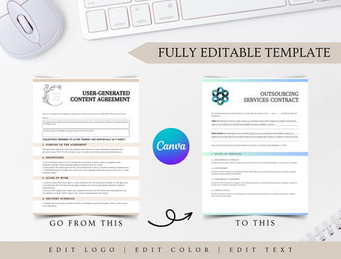 User Generated Content Agreement Template | UGC Creator Influencer Contract PDF | Editable Legal Digital Form | Printable Content Agreement