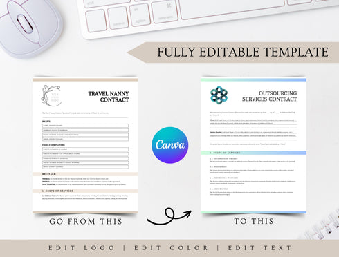 Travel Nanny Contract Template | Editable Childcare Agreement PDF | Family Nanny Legal Contract | Printable Business Form
