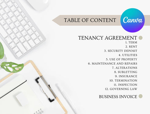 Tenancy Agreement Template | Editable Rental Lease Contract PDF | Landlord Tenant Legal Document | Printable Lease Form