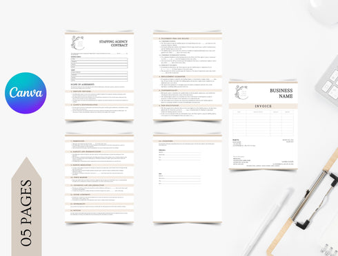 Staffing Agency Contract Template | Recruitment Services Agreement PDF | Editable Employment Legal Document | Printable Staffing Contract
