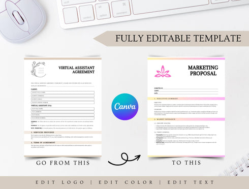 Virtual Assistant Agreement Template | Editable VA Client Services Contract PDF | Remote Business Legal Document | Printable Form