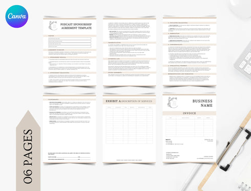 Podcast Sponsorship Agreement Template | Advertising Media Partnership Contract PDF | Editable Sponsor Legal Document | Printable Media Agreement