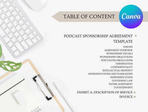 Podcast Sponsorship Agreement Template | Advertising Media Partnership Contract PDF | Editable Sponsor Legal Document | Printable Media Agreement