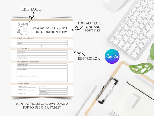 Photography Client Contract Template | Photographer Services Agreement PDF | Editable Legal Business Document | Printable Photography Contract