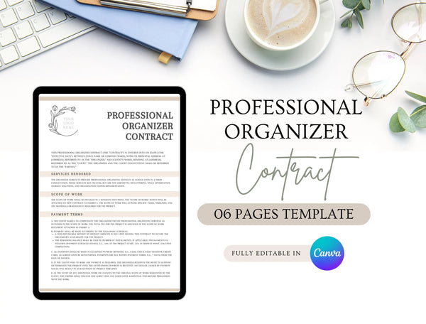 Professional Organizer Contract Template | Home Office Organization Services Agreement PDF | Editable Legal Printable Form | Organizer Contract