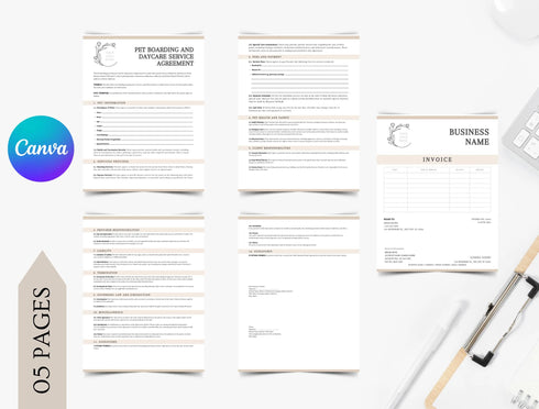 Pet Boarding and Daycare Agreement Template | Animal Care Legal Contract PDF | Editable Printable Pet Service Form | Boarding Contract