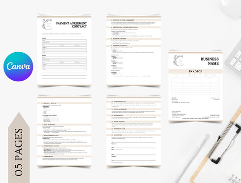 Payment Agreement Contract Template | Installment Plan Agreement PDF | Editable Legal Payment Form | Printable Business Contract
