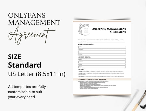 Creator Management Agreement Template | Editable Influencer Agency Contract PDF | Content Creator Legal Document | Printable Management Agreement