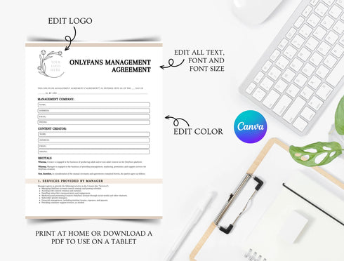 Creator Management Agreement Template | Editable Influencer Agency Contract PDF | Content Creator Legal Document | Printable Management Agreement