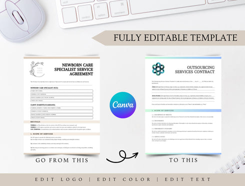 Newborn Care Specialist Service Agreement Template | Editable Infant Care Contract PDF | Nanny Legal Document | Printable Childcare Form