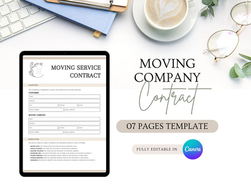 Moving Contract Template | Editable Relocation Services Agreement PDF | Movers Legal Business Document | Printable Moving Contract