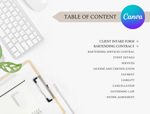 Mobile Bartending Contract Template | Editable Event Beverage Services Agreement PDF | Legal Vendor Business Form | Printable Contract
