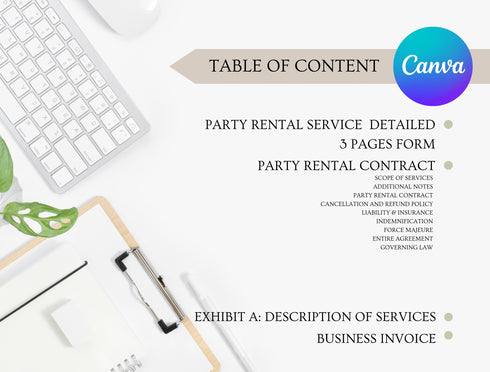 Party Rental Contract Template | Editable Event Equipment Rental Agreement PDF | Legal Printable Form | Party & Event Rental Contract