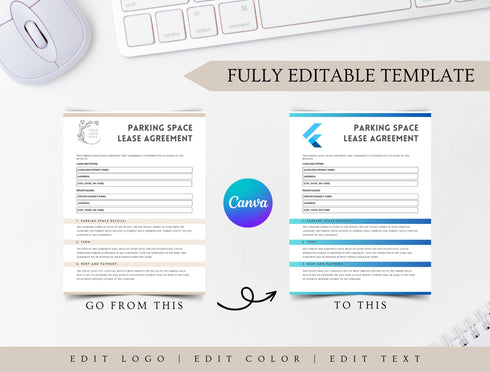Parking Space Lease Agreement Template | Editable Parking Rental Contract PDF | Legal Printable Rental Form | Parking Lease Document