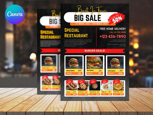 Big Sale Flyer, Editable Canva Template, Mega Discount Promotion Poster, Business Marketing Social Media Print, Digital Download