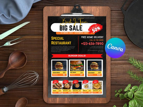 Big Sale Flyer, Editable Canva Template, Mega Discount Promotion Poster, Business Marketing Social Media Print, Digital Download
