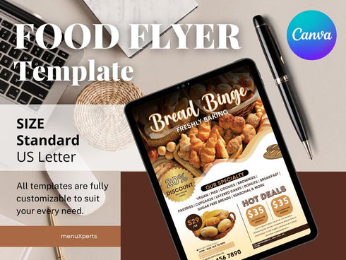 Bread Binge Discount Offer Flyer, Editable Canva Template, Bakery Promotion Poster Bread Sale, Digital Download, Bakery Flyer