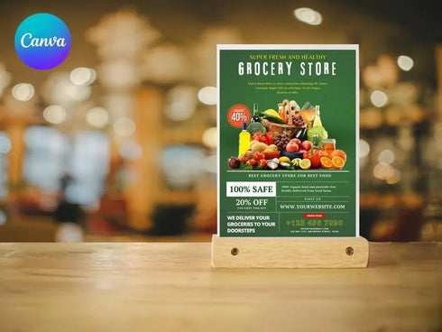 Grocery Store Flyer, DIY Canva Grocery Store Flyer Template, Editable US Letter Size Flyer for Grocery Store, Grocery Flyer, Food Flyer