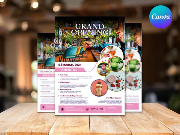 Grand Opening Flyer Template, Restaurant Food Flyer, Social Media Flyer, Bar Menu, Grand Opening Flyer Menu Template, Flyer Template