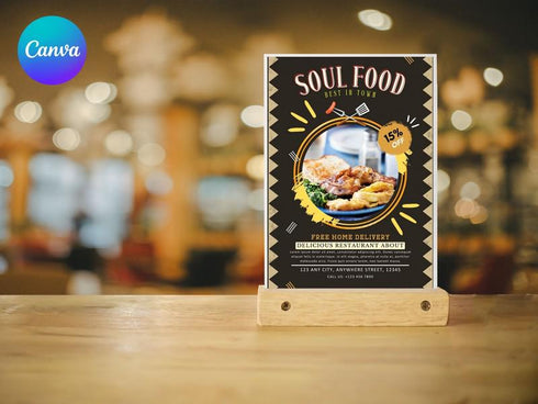 Editable Template, Cookout Flyer, Food Party Flyer, Editable Canva Food Menu Flyer Template, Soul Food Flyer, Food Flyer Template, Soul Food