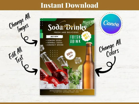 Soda Drinks Flyer Template, Soda Drinks, Soda Drinks Flyer, DIY Flyer Template Design, Special Soda Flyer, Flyer Template, Drinks Flyer
