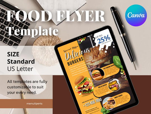 Fast Food Flyer Template, Editable Flyer Template, Restaurant Food Flyer, Restaurant Branding, Food Sale Flyer, Food Flyer, Food Template