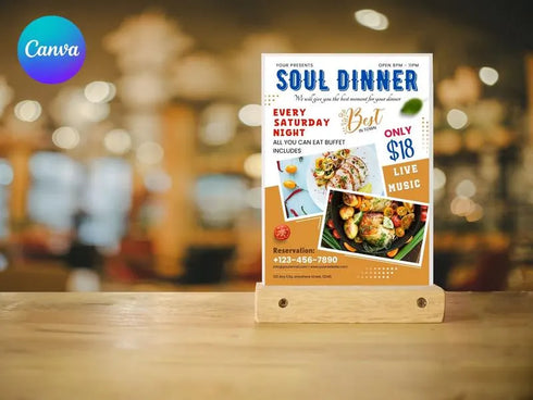 Soul Food Dinner Sale Flyer Template, Editable Flyer Template, Soul Food Flyer, Food Flyer, Dinner Sale, Restaurant Branding, Food Template