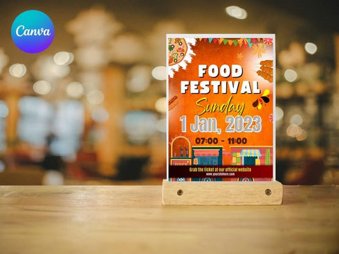 Food Festival Flyer Template, Restaurant Street Food Promotion Flyer, Editable Canva Food Poster, Event Marketing Design, Instant Download