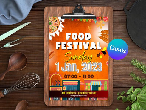 Food Festival Flyer Template, Restaurant Street Food Promotion Flyer, Editable Canva Food Poster, Event Marketing Design, Instant Download