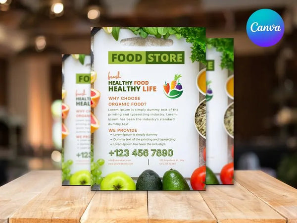 Food Store Flyer Template, Grocery Store Promotion Flyer, Editable Canva Food Poster, Restaurant Marketing Design, Instant Download