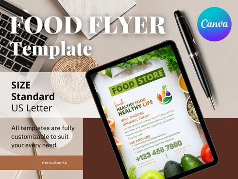 Food Store Flyer Template, Grocery Store Promotion Flyer, Editable Canva Food Poster, Restaurant Marketing Design, Instant Download