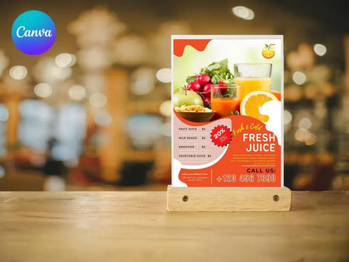 Fresh Juice Flyer Template, Smoothie Juice Bar Promotion Flyer, Editable Canva Food Poster, Healthy Drink Menu Design, Instant Download