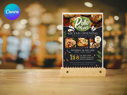 Mexican Food Flyer Template, Restaurant Promotion Flyer, Editable Canva Food Poster, Taco Menu Flyer, Instant Download