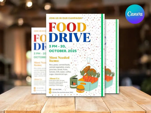 Editable Food Drive Flyer, Food Drive Flyer, Food Flyer Template, Fundraising Nonprofit Charity Event Instant Download Card, Feed The Poor