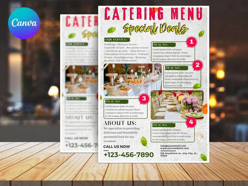 Catering Restaurant Flyer Template, Food Catering Promotion Flyer, Restaurant Advertising Poster, Editable Canva Template, Digital Download