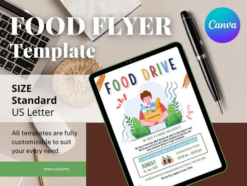 Food Drive Flyer Template, Charity & Fundraiser Promotion, Editable Canva Poster, Instant Download, Community Donation Poster