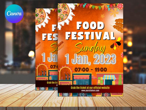 Food Festival Flyer Template, Restaurant Street Food Promotion Flyer, Editable Canva Food Poster, Event Marketing Design, Instant Download