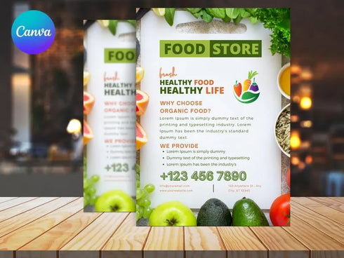 Food Store Flyer Template, Grocery Store Promotion Flyer, Editable Canva Food Poster, Restaurant Marketing Design, Instant Download