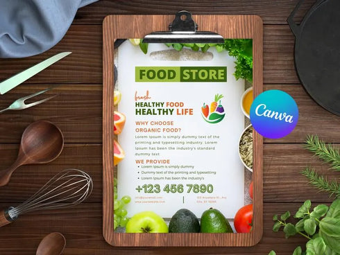 Food Store Flyer Template, Grocery Store Promotion Flyer, Editable Canva Food Poster, Restaurant Marketing Design, Instant Download