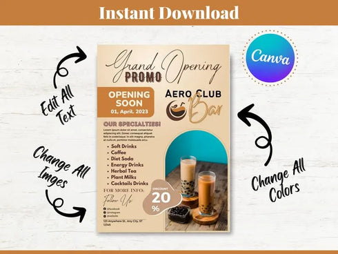 Grand Opening Promo Flyer Template, Business Promotion Flyer, Editable Canva Poster, Grand Opening Marketing Design, Instant Download