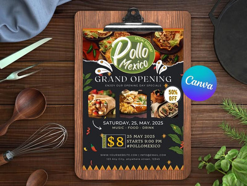 Mexican Food Flyer Template, Restaurant Promotion Flyer, Editable Canva Food Poster, Taco Menu Flyer, Instant Download
