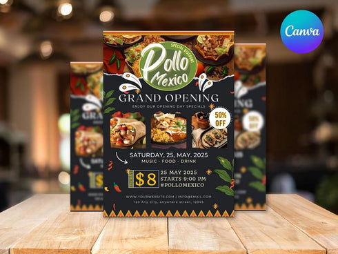Mexican Food Flyer Template, Restaurant Promotion Flyer, Editable Canva Food Poster, Taco Menu Flyer, Instant Download