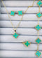 Elegant Green Clover Stainless Steel Set | Premium Gold Plated Necklace Bracelet Ring Gift for Her | Womens Jewelry, Clover Necklace