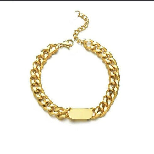 Premium Golden Cuban Link ID Bracelet | Premium Stainless Steel Bracelet | Minimalist Chain Bracelet | Bracelet | Gift For Women