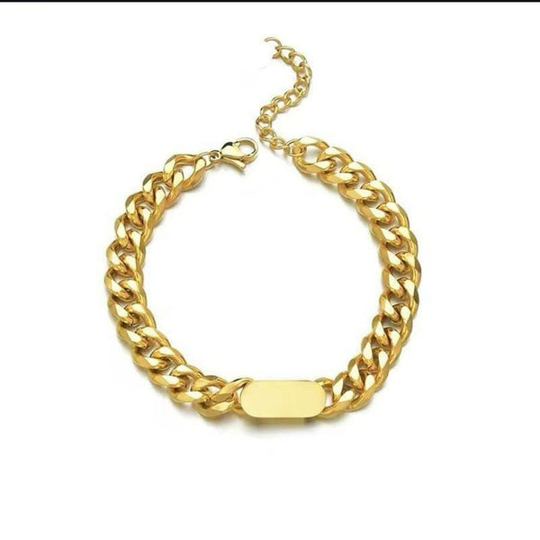 Premium Golden Cuban Link ID Bracelet | Premium Stainless Steel Bracelet | Minimalist Chain Bracelet | Bracelet | Gift For Women