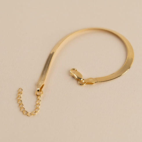 Golden Herringbone Bracelet | Premium Stainless Steel Bracelet | Minimalist Jewelry | Adjustable Chain | Women Bracelet | Trendy Gift