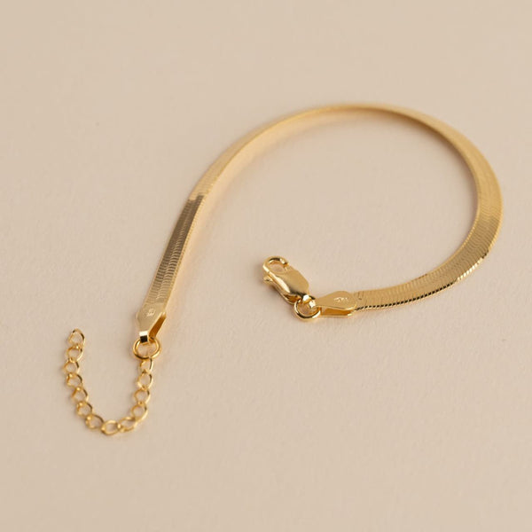Golden Herringbone Bracelet | Premium Stainless Steel Bracelet | Minimalist Jewelry | Adjustable Chain | Women Bracelet | Trendy Gift